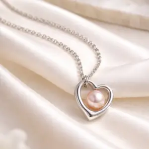 Silver Blush Heart Necklace