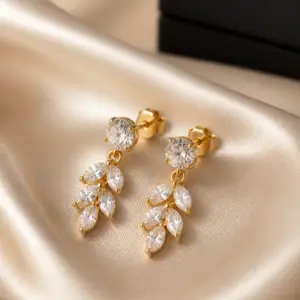 Crystal Leaf Earrings
