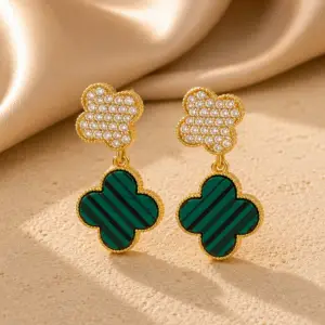 Golden Emerald Earrings